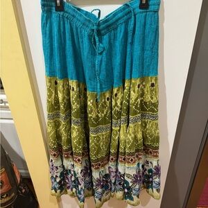 White Stag Teal and Olive Maxi Skirt